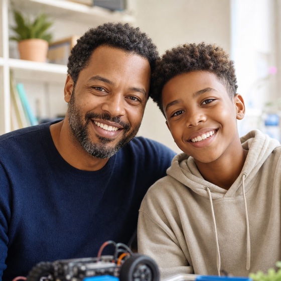 Fictional representative portrait of a parent and student