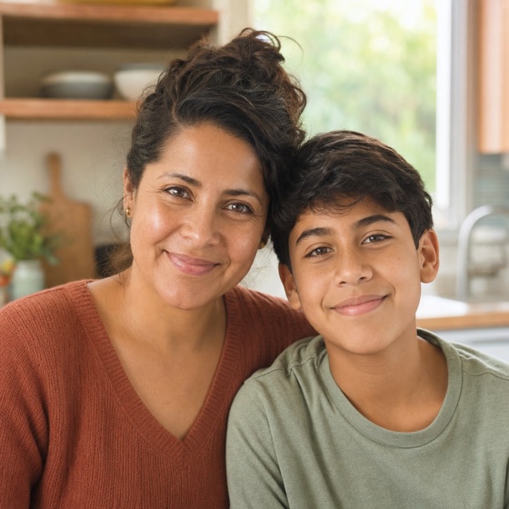 Fictional representative portrait of a parent and student